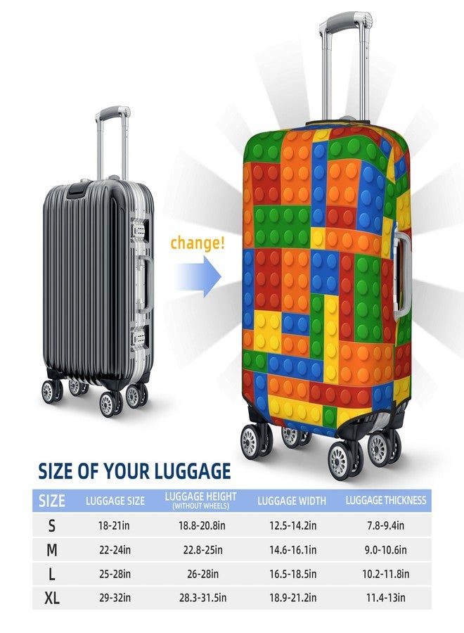 Worltoldb Building Blocks Travel Luggage Cover Polyester Suitcase Protector Washable Baggage Covers Fits 22-24 Inch - Image 5